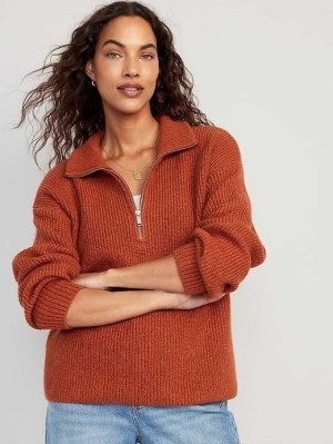 Old Navy 1/2-Zip Shaker-Stitch Pullover Strickjacke Damen Umbria | 4397JVKDR
