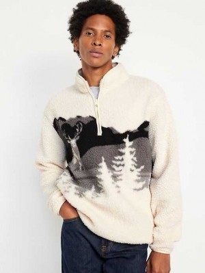 Old Navy 1/4-Zip Sherpa Pullover Sweatshirt Herren Cozy Cashmere | 2063HVANI