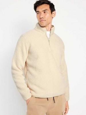 Old Navy 1/4-Zip Sherpa Pullover Sweatshirt Herren Macadamia | 6318CQKBD