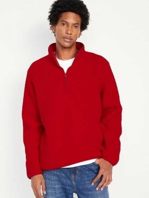 Old Navy 1/4-Zip Sherpa Pullover Sweatshirt Herren Rot | 7839UQYPA