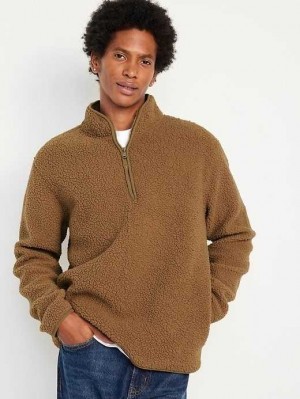Old Navy 1/4-Zip Sherpa Pullover Sweatshirt Herren Braised Tofu | 8975VIBDE