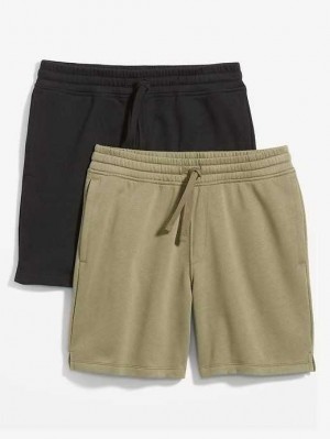 Old Navy 2-Pack Fleece Sweat Shorts Unterteile Herren Schwarz Olivgrün | 3705BYUSP