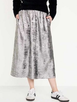 Old Navy A-Line Midi Skirt GolfSkirts Damen Silber | 6924WKQZT