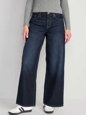 Old Navy Baggy Weite-Leg Non-Stretch Jeans Jeans Damen Dunkelwaschen | 3901GHZVI