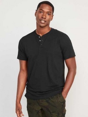 Old Navy Beyond 4-Way Stretch Henley T-Shirt Sportbekleidung Herren Schwarz | 5694WQYKO