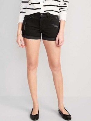 Old Navy Black-Wash Ripped Boyfriend Jean Shorts Unterteile Damen Schwarz | 5184QTOBP