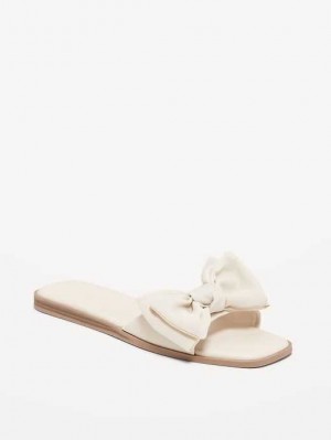 Old Navy Bow-Tie Badelatschen Sandals Sandalen Damen Beige | 8513YPITC