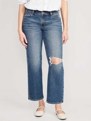 Old Navy Boyfriend Loose Ripped Jeans Jeans Damen Medium Distressed | 9245LJCPW