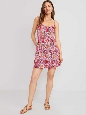 Old Navy Braided-Riemen Tiered Mini Swing Kleider Kleid Damen Redstone | 6379JHIDS