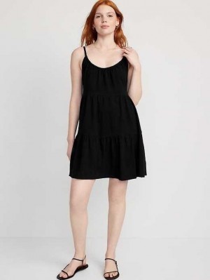 Old Navy Braided-Riemen Tiered Mini Swing Kleider Kleid Damen Blackjack | 9680MABWG