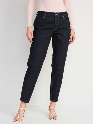 Old Navy Button-Fly Slouchy Taper Black Cropped Non-Stretch Jeans Jeans Damen Rinsed | 1726QWNXT