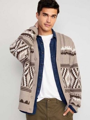 Old Navy Button-Front Fair Isle Cardigan Pullover Pullover Herren Neutral Fair Isle | 3081EPNJL