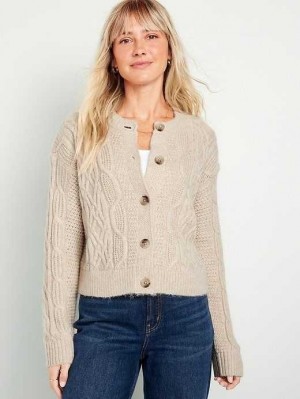 Old Navy Cable-Knit Cardigan Pullover Strickjacke Damen Desert Floor | 6214DEAWI