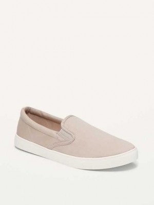 Old Navy Canvas Slip-On Sneakers Sneakers Damen Grau Braun | 4371QSRIF