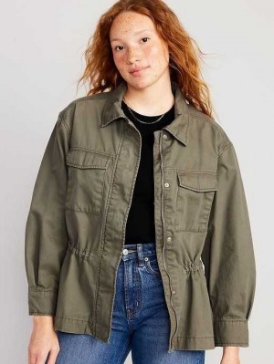 Old Navy Cinched-Taille Utility Jacket Mäntel Damen Grau | 3527BOCPN