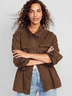 Old Navy Cinched-Taille Utility Jacket Mäntel Damen Espresso | 7153RZQEH