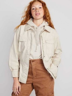 Old Navy Cinched-Taille Utility Jacket Mäntel Damen Cozy Cashmere | 8170LZHIU