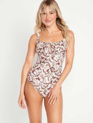 Old Navy Cinched-Tie One-Piece Swimsuit Badeanzüge Damen Hellblau | 7064HTLMK