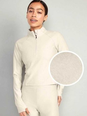 Old Navy Cloud+ 1/4-Zip Pullover Lauftop Damen Beige | 4095DJGVR