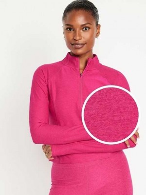 Old Navy Cloud+ 1/4-Zip Pullover Lauftop Damen Rosa | 9873VLQZU
