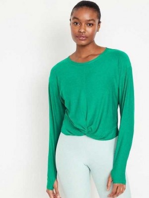 Old Navy Cloud 94 Soft Long-Sleeve Twist-Front Cropped Top Lauftop Damen Serpentine | 4931IXCTV