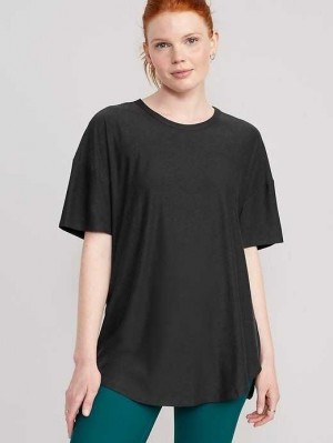 Old Navy Cloud 94 Soft Tulip-Hem Tunic Lauftop Damen Schwarz | 5896BVRGL
