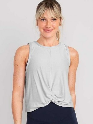 Old Navy Cloud 94 Soft Twist-Front Cropped Top Lauftop Damen Hellgrau | 4162GDPAI