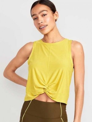 Old Navy Cloud 94 Soft Twist-Front Cropped Top Lauftop Damen Hellgrün | 5094XGOUI