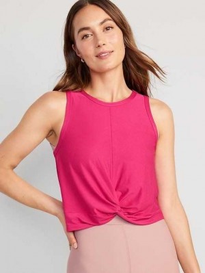 Old Navy Cloud 94 Soft Twist-Front Cropped Top Lauftop Damen Rosa | 8740QDWPA