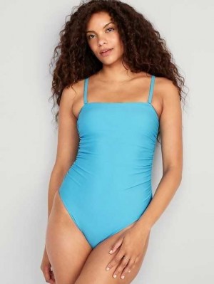 Old Navy Convertible Bandeau One-Piece Swimsuit Badeanzüge Damen Blau | 7592GDBNJ