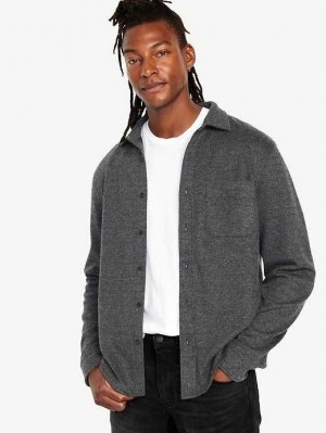 Old Navy Cozy-Knit Pocket Shirt Hemd Herren Grau | 5612DOIXY