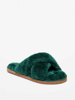 Old Navy Cozy Faux Fur Badelatschen Slippers Hausschuhe Damen Türkis | 1532VXKWB