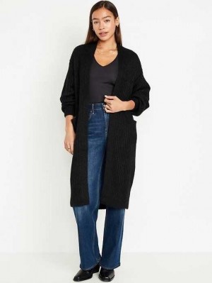 Old Navy Cozy Long-Line Cardigan Pullover Strickjacke Damen Schwarz | 6380WYKOC