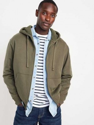 Old Navy Cozy Sherpa-Gefütterte Zip Hoodie Hoodie Herren Grün | 2894FWEQD