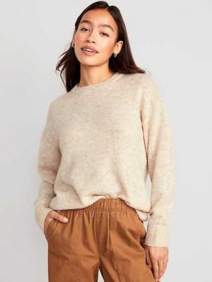 Old Navy Crew-Neck Tunic Pullover Strickjacke Damen Weiß Braun | 9048WBQCY