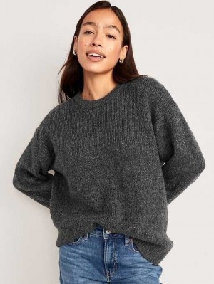 Old Navy Crew-Neck Tunic Pullover Strickjacke Damen Tiefesgrau | 9648TQUVI