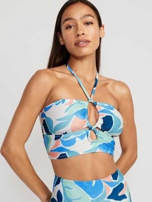 Old Navy Cropped Cutout Halter Longline Bikini Swim Top Badeanzüge Damen Floral Rush | 3821LWBQH