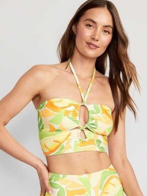 Old Navy Cropped Cutout Halter Longline Bikini Swim Top Badeanzüge Damen Tropical Floral | 1340KGJOL
