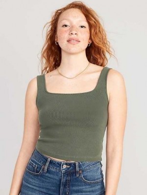 Old Navy Cropped Rib-Knit Tank Top Oberteile Damen Alpine Tundra | 4516FWIJN