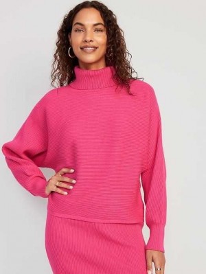 Old Navy Cropped Rib-Knit Turtleneck Pullover Strickjacke Damen Rosa | 1534PGUTR