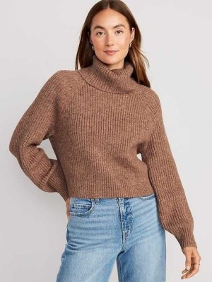 Old Navy Cropped Shaker-Stitch Turtleneck Pullover Strickjacke Damen Toasty | 5027TAHVD