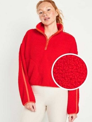 Old Navy Cropped Sherpa 1/4-Zip Pullover Lauftop Damen Firelight | 5260HYWAR