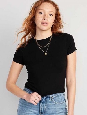 Old Navy Cropped Slim-Fit T-Shirt Oberteile Damen Schwarz | 2796JMRNK