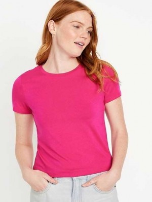 Old Navy Cropped Slim-Fit T-Shirt Oberteile Damen Rosa | 4637PNLJD