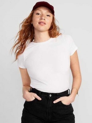 Old Navy Cropped Slim-Fit T-Shirt Oberteile Damen Weiß | 8437VDXZR