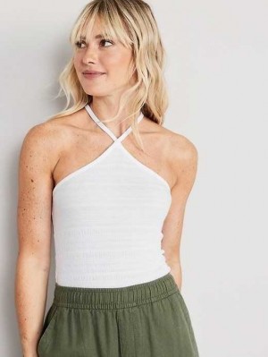 Old Navy Cropped Smocked Crossover Halter Cami Top Oberteile Damen Calla Lilies | 7254UVHAR