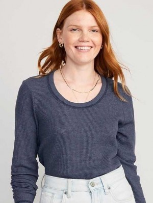 Old Navy Cropped Waffle-Knit Scoop-Neck T-Shirt T-shirts Damen Volcanic Glass | 9453OIRGJ