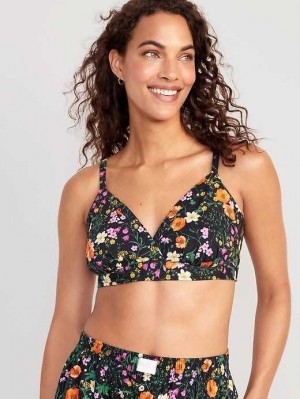 Old Navy Cross-Front Poplin Bralette Pyjama Damen Schwarz Mehrfarbig Blumen | 4216UXKBO