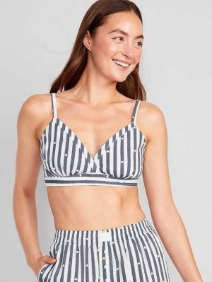 Old Navy Cross-Front Poplin Bralette Pyjama Damen Blau | 9541TGKWS