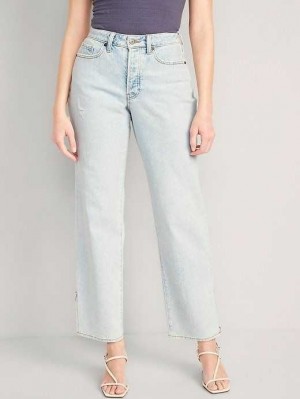 Old Navy Curvy Button-Fly High-Waisted OG Loose Side-Split Jeans Jeans Damen Leif | 5894LZJDE